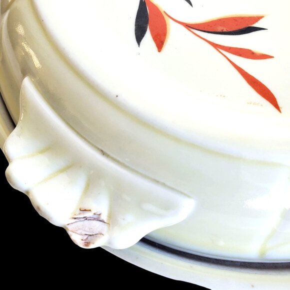 Vintage Halls China Ceramic Covered Casserole Dish 1940s Autumn Floral Design - Picture 4 of 11